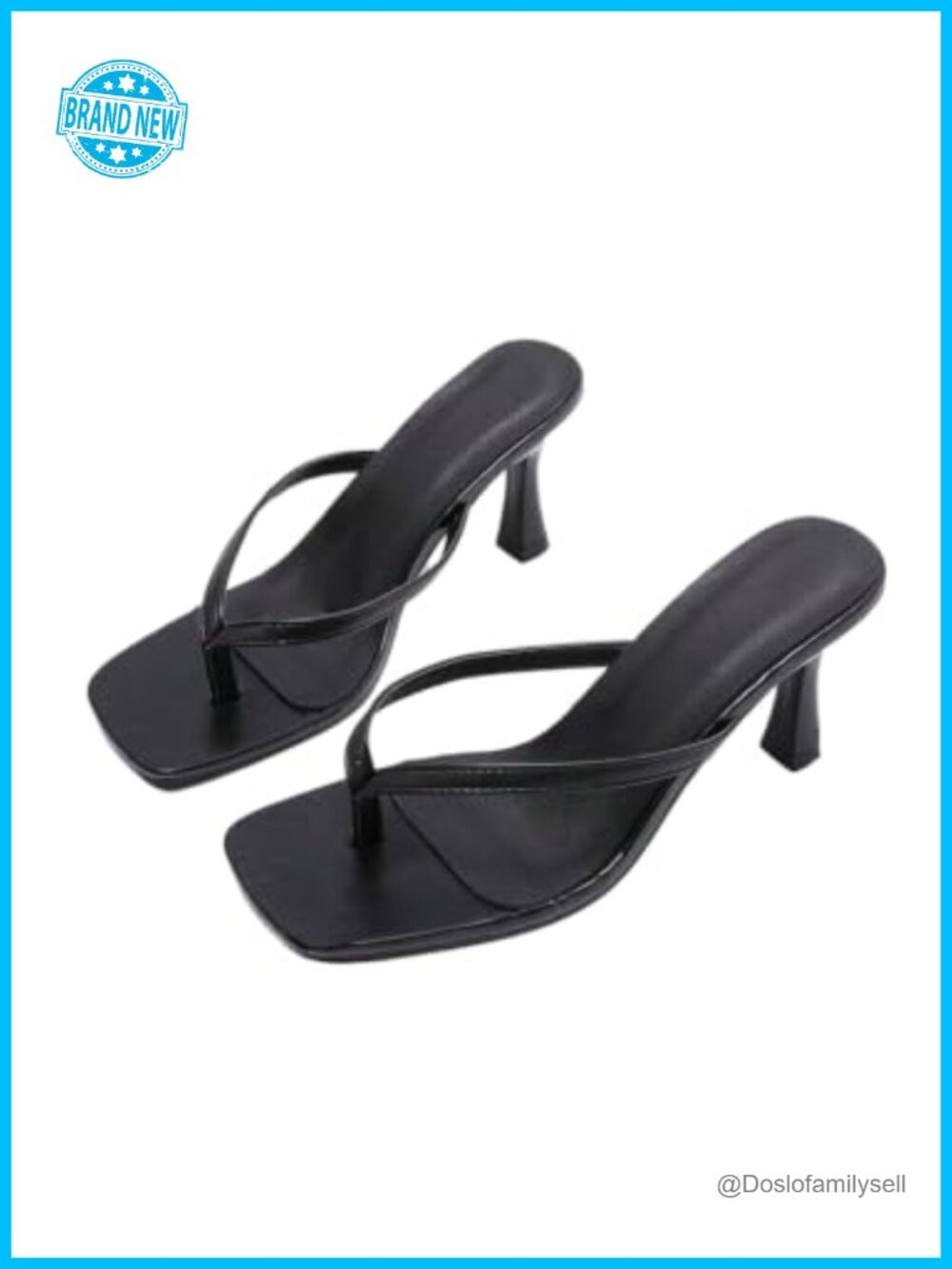 Women's Square Open Toe Kitten Heels PU Leather Backless Mule Sandals